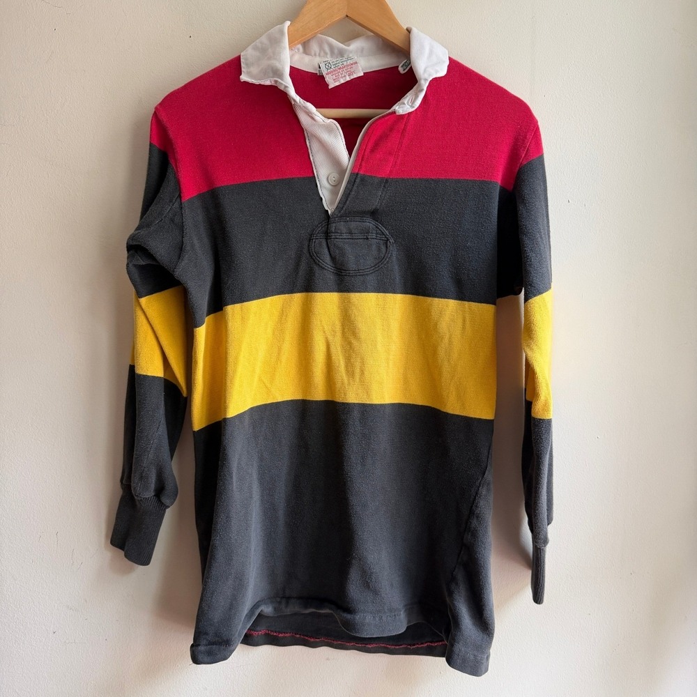 Maxmore Vintage Rugby Shirt Striped Colorblock Red Black Yellow South Africa
